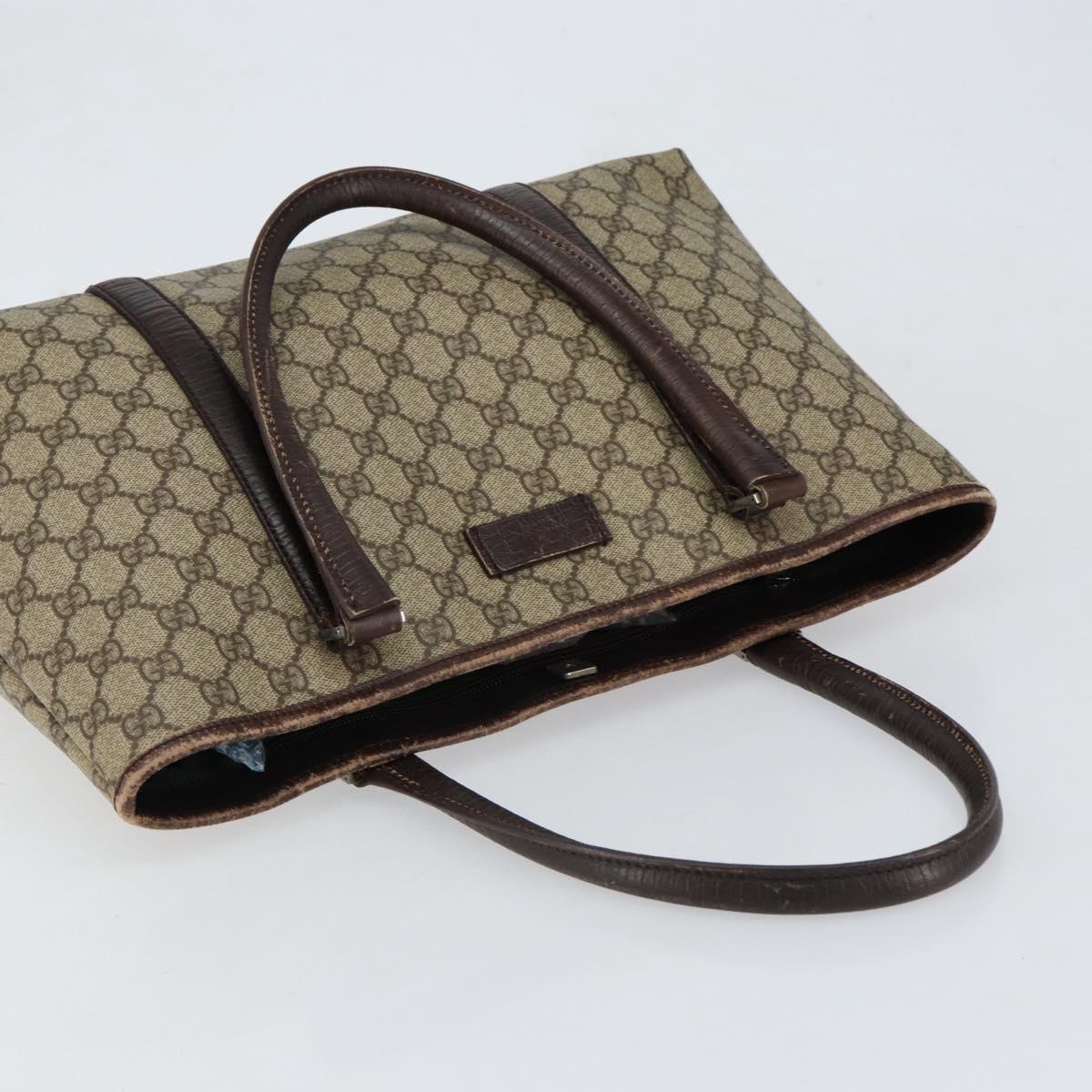 GUCCI GG Supreme Tote Bag PVC Beige Silver 114595 Auth ep12164