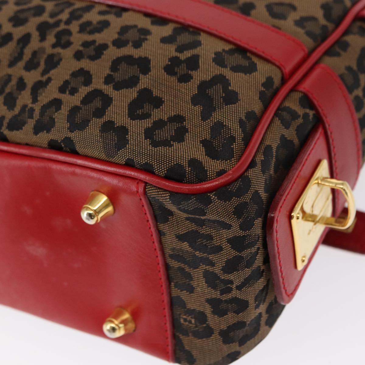 FENDI Hand Bag Canvas 2way Brown Gold Auth ep12165