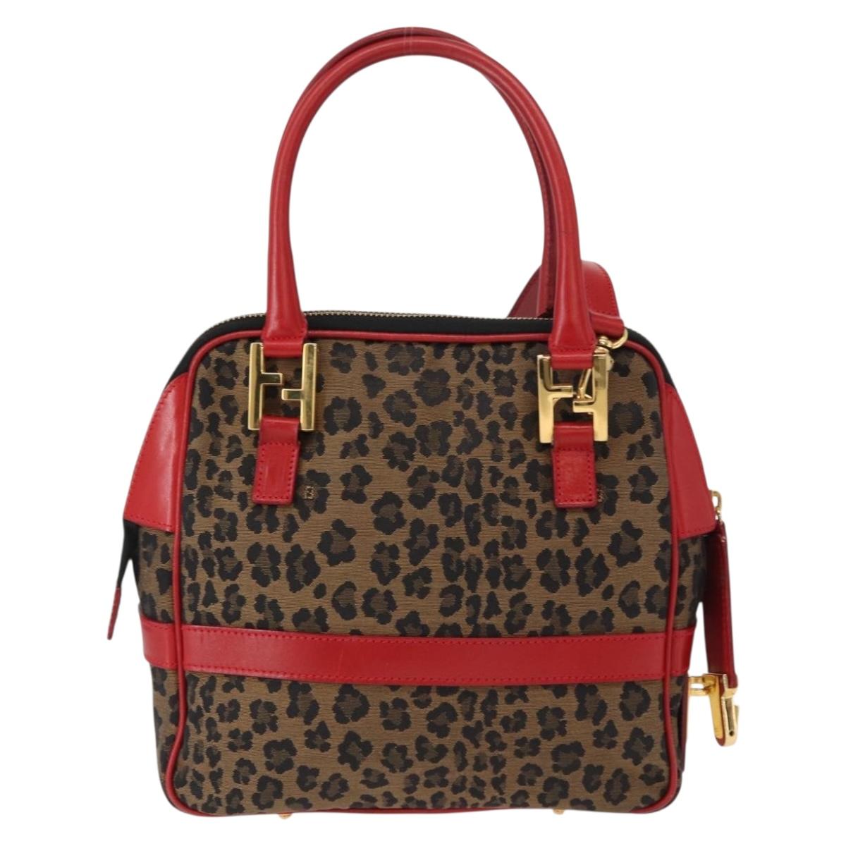 FENDI Hand Bag Canvas 2way Brown Gold Auth ep12165