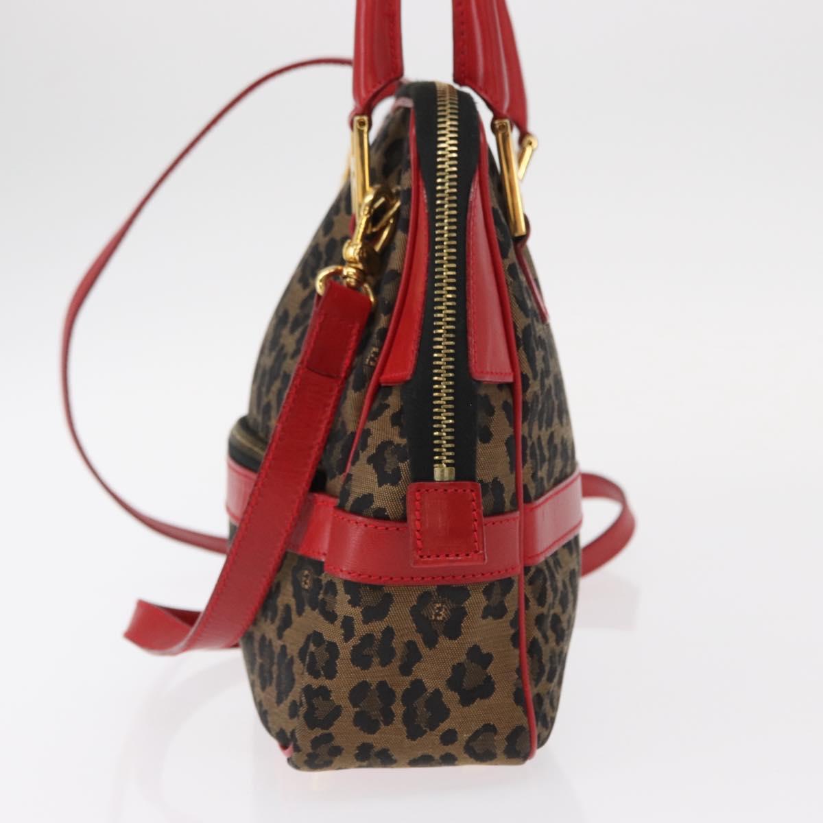 FENDI Hand Bag Canvas 2way Brown Gold Auth ep12165