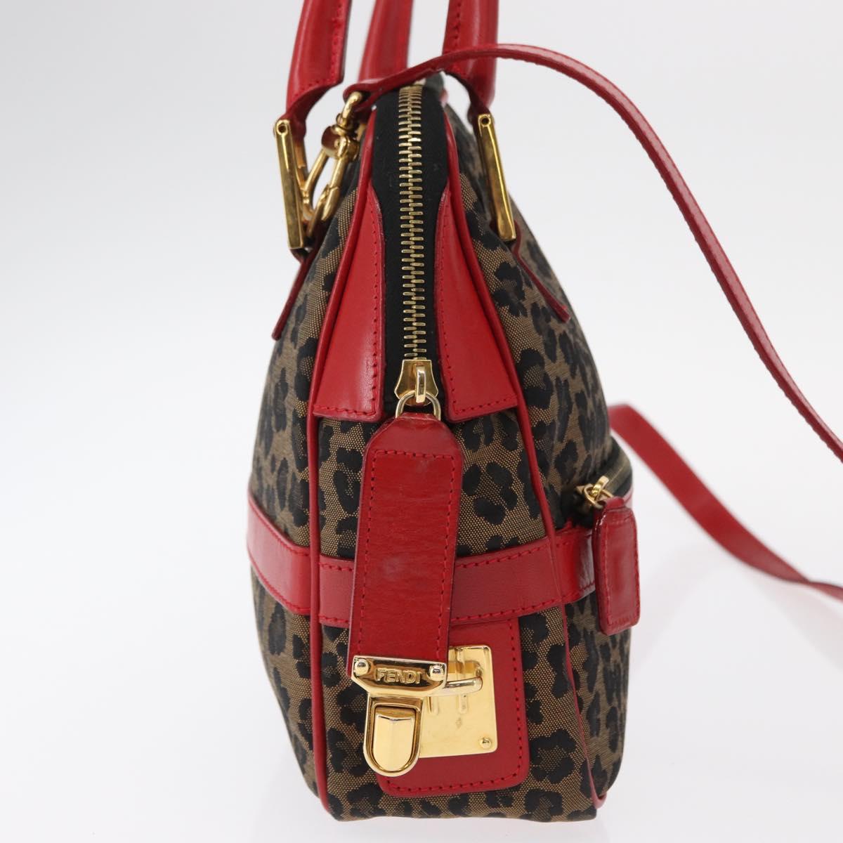 FENDI Hand Bag Canvas 2way Brown Gold Auth ep12165