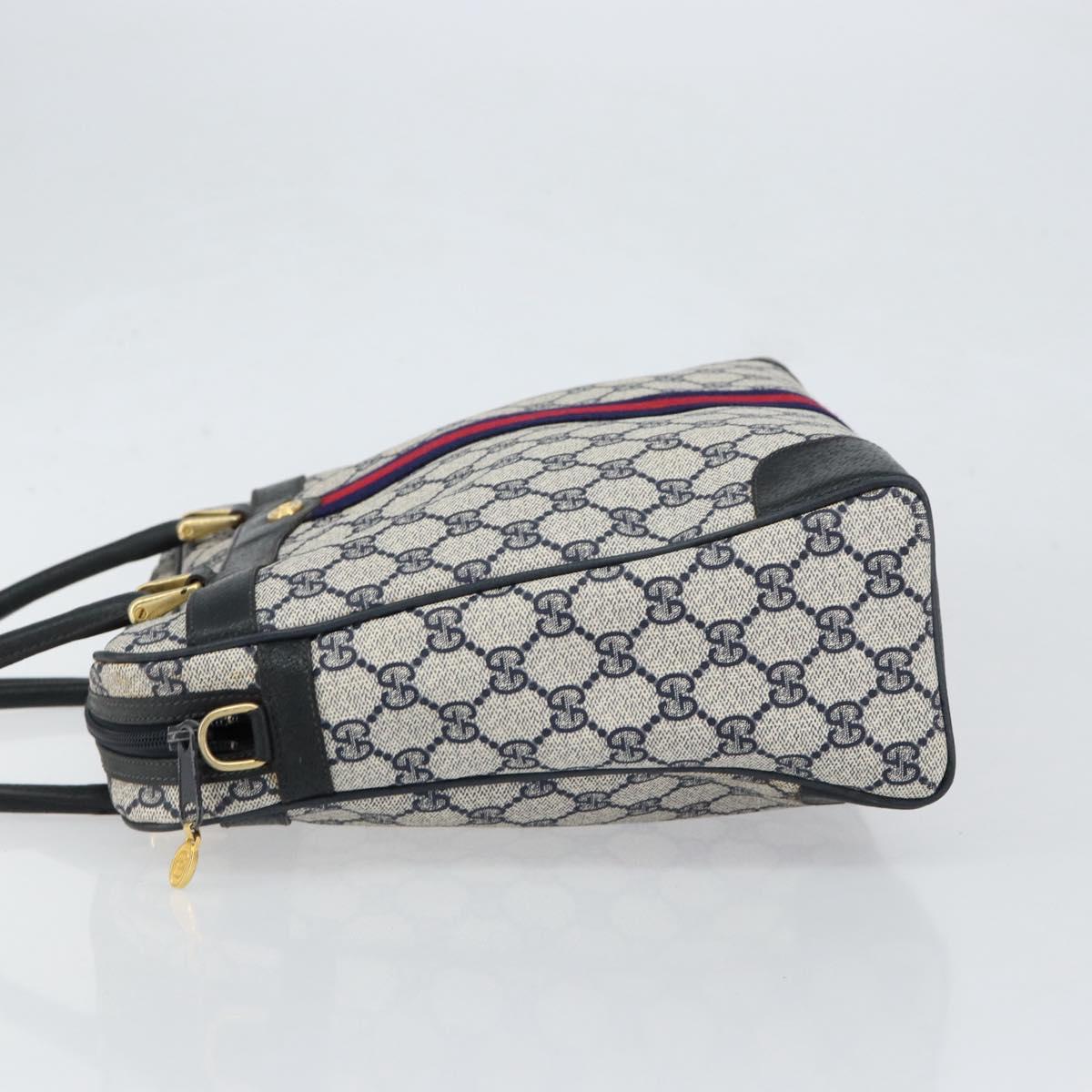 GUCCI GG Supreme Sherry Line Hand Bag PVC Navy Red 378 002 4466 Auth ep12166