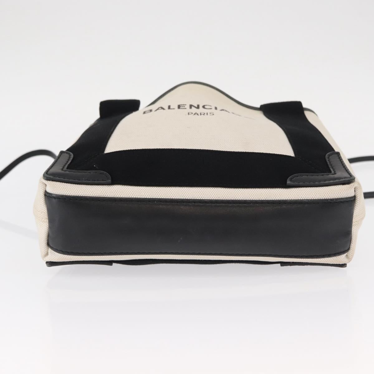 BALENCIAGA Navy Cabas XS Hand Bag Leather 2way White Silver 390346 Auth ep12167