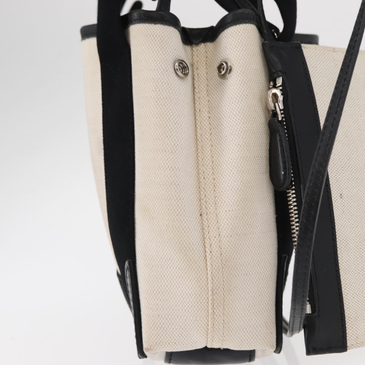 BALENCIAGA Navy Cabas XS Hand Bag Leather 2way White Silver 390346 Auth ep12167