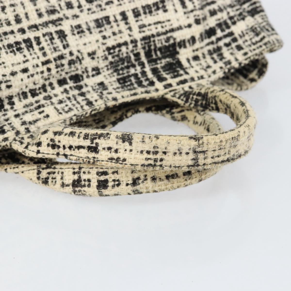 PRADA Canapa MM Hand Bag Tweed White Gold Auth ep12170