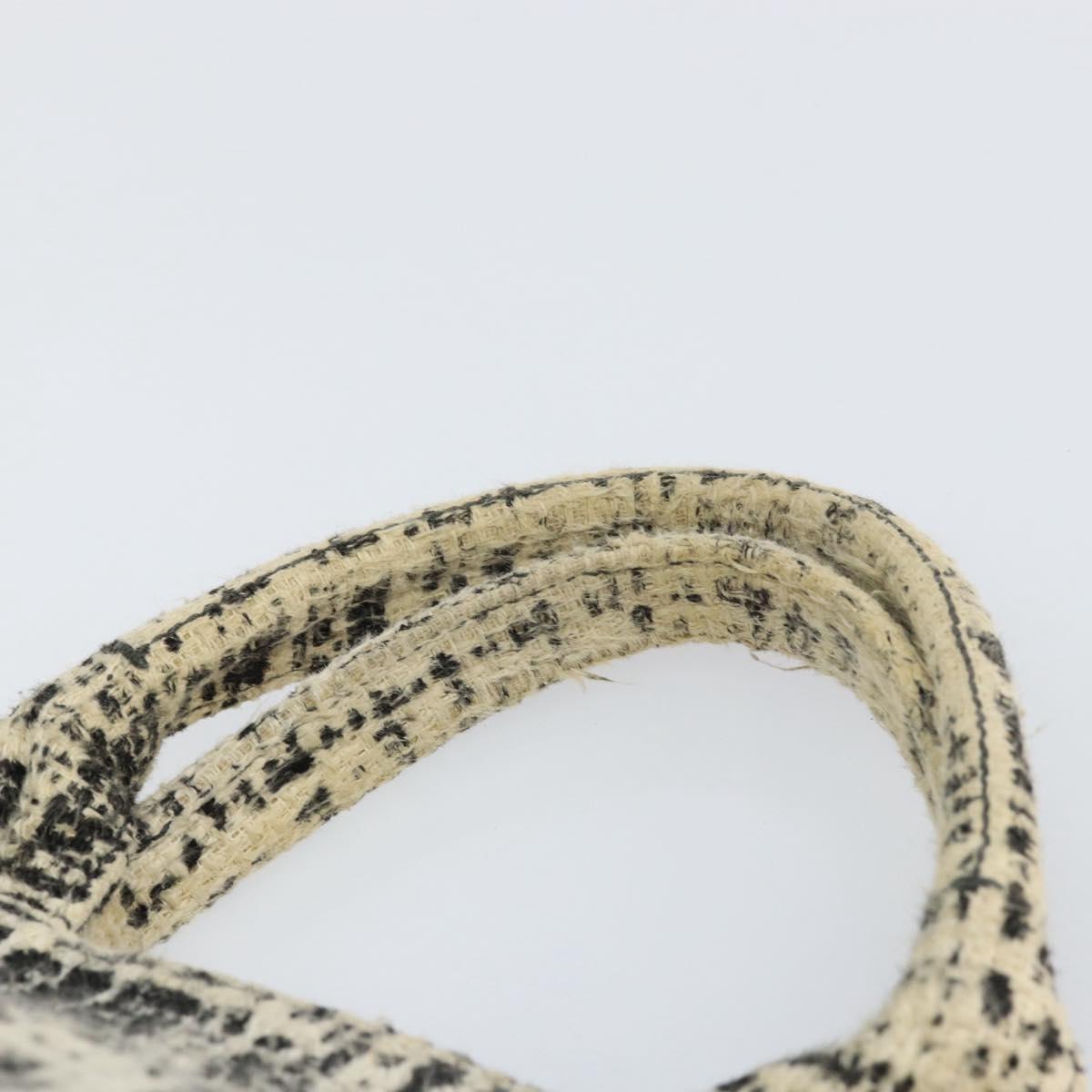 PRADA Canapa MM Hand Bag Tweed White Gold Auth ep12170