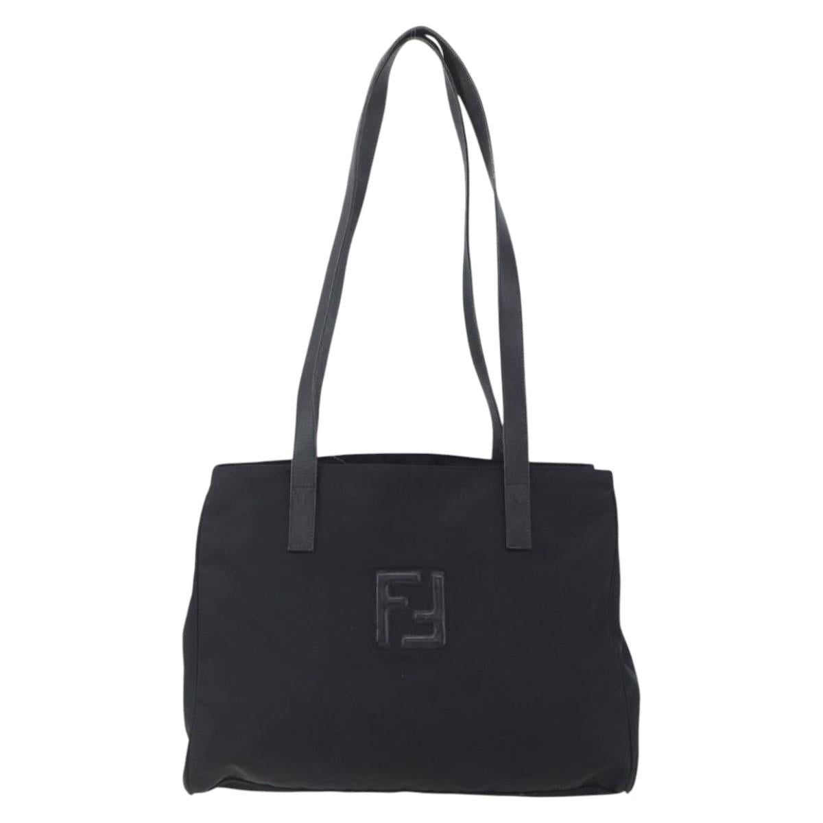 FENDI Tote Bag Nylon Black Silver Auth ep12172
