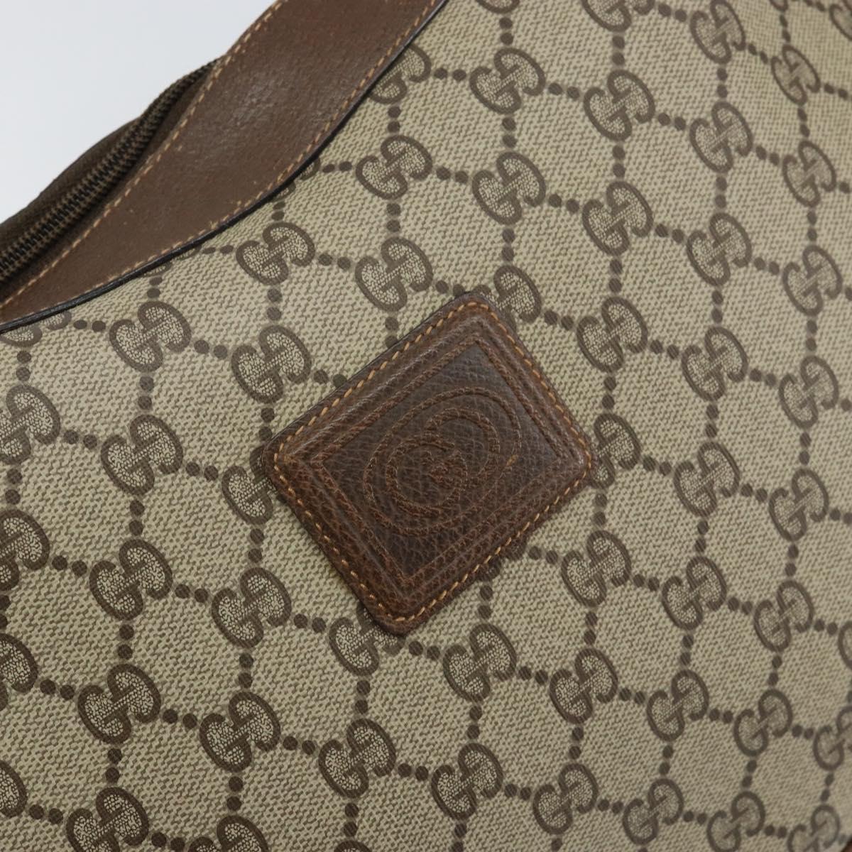 GUCCI GG Supreme Shoulder Bag PVC Beige Gold Auth ep12173
