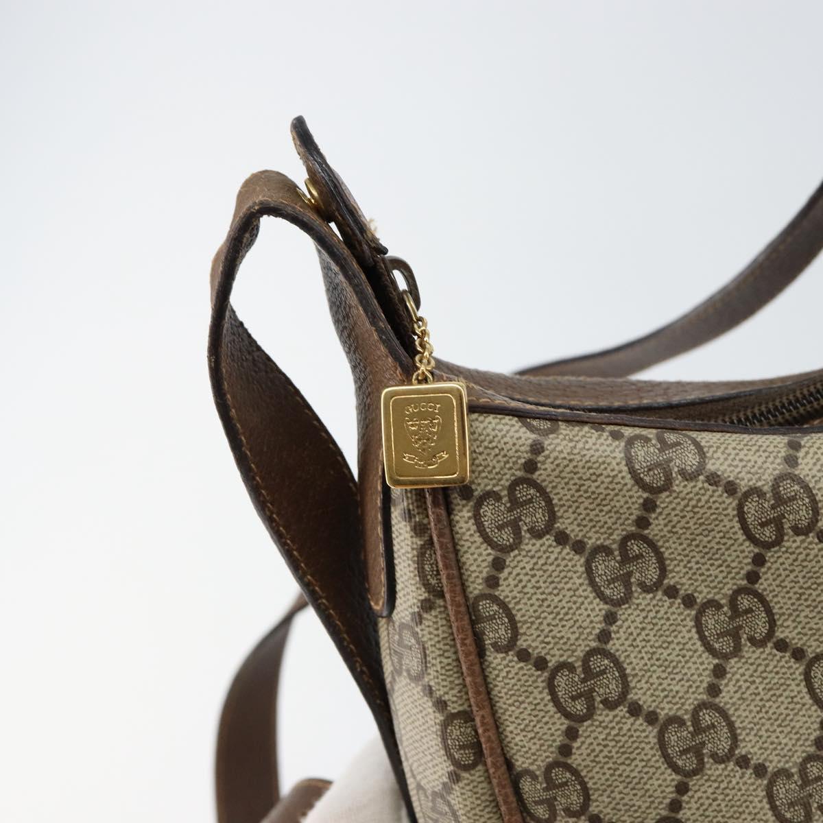 GUCCI GG Supreme Shoulder Bag PVC Beige Gold Auth ep12173