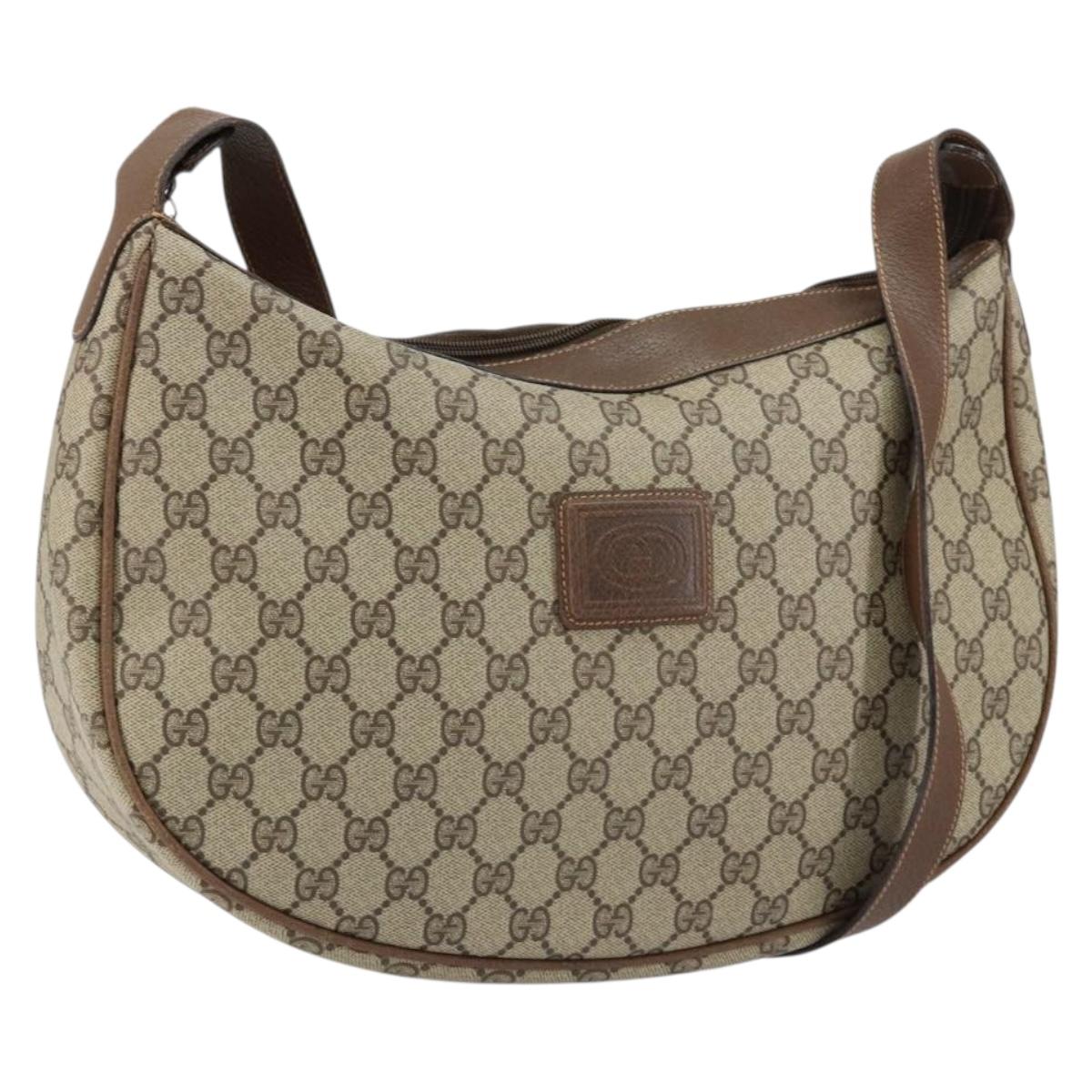 GUCCI GG Supreme Shoulder Bag PVC Beige Gold Auth ep12173