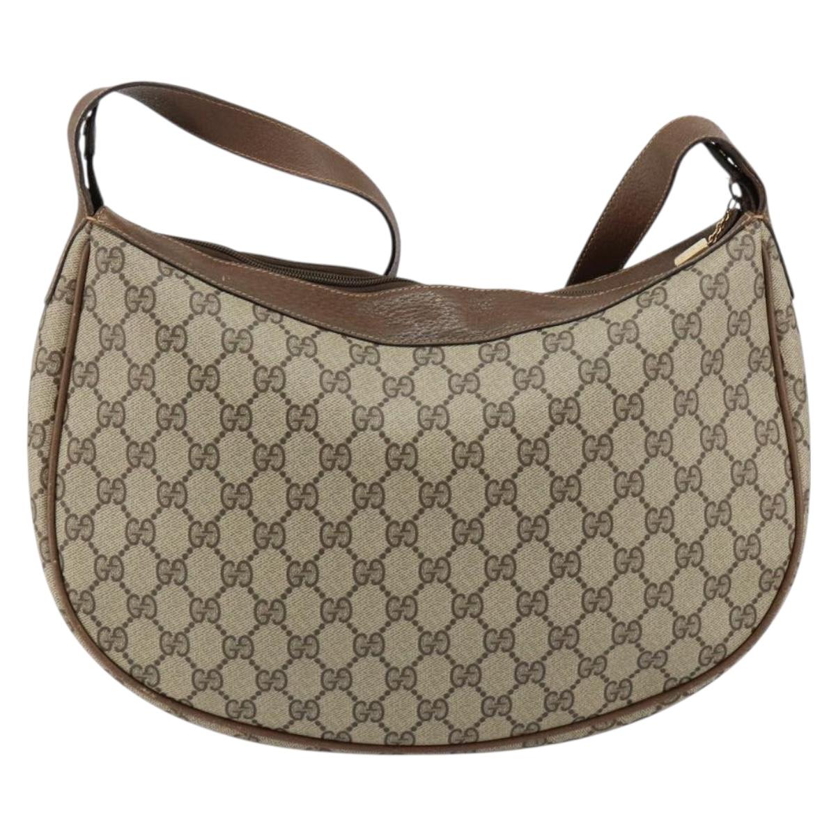 GUCCI GG Supreme Shoulder Bag PVC Beige Gold Auth ep12173