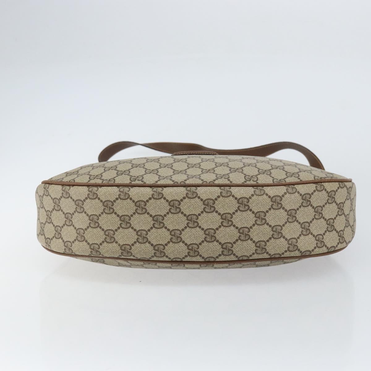 GUCCI GG Supreme Shoulder Bag PVC Beige Gold Auth ep12173