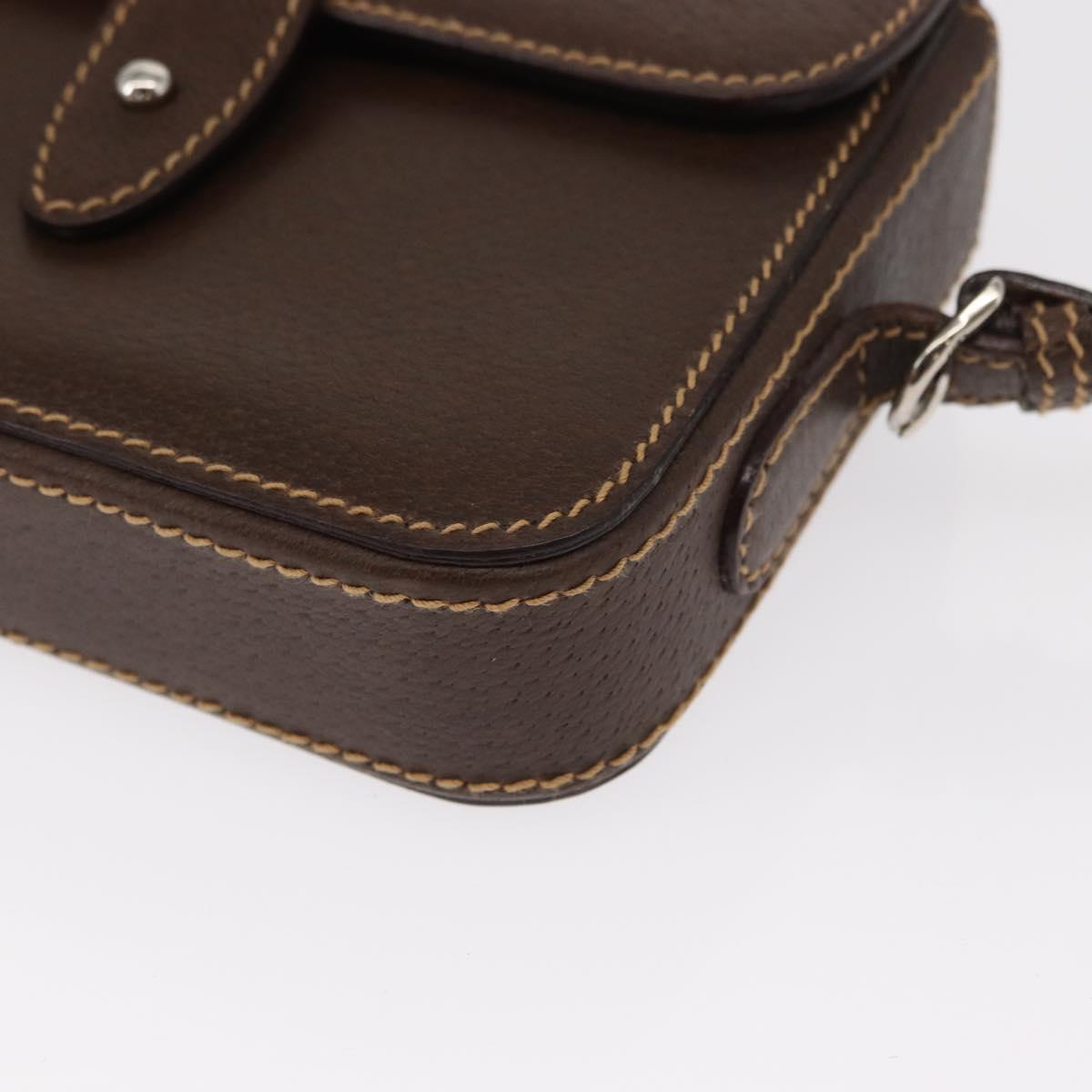 GUCCI Cigar Case Shoulder Bag Leather Brown Auth ep12178