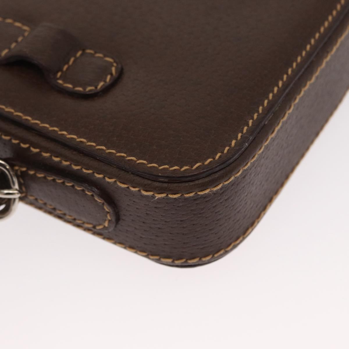 GUCCI Cigar Case Shoulder Bag Leather Brown Auth ep12178