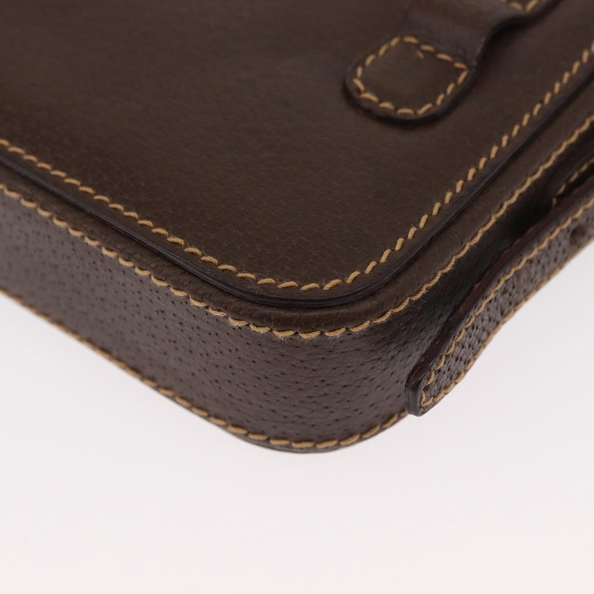 GUCCI Cigar Case Shoulder Bag Leather Brown Auth ep12178