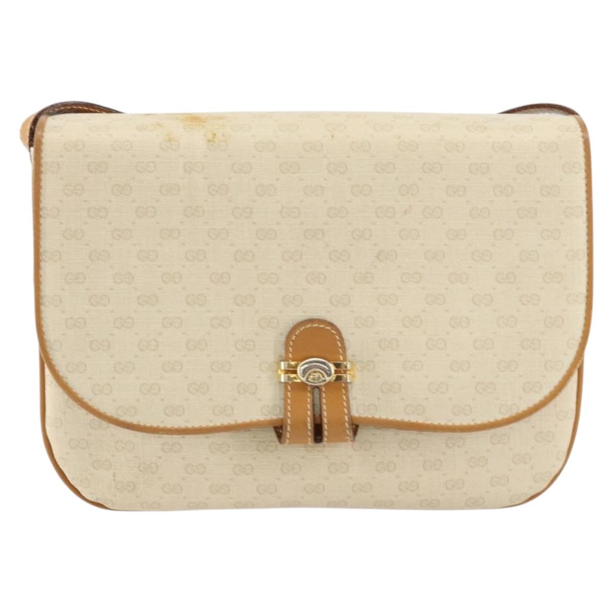 GUCCI Micro GG Supreme Shoulder Bag PVC Ivory Gold 001 406 1780 Auth ep12179