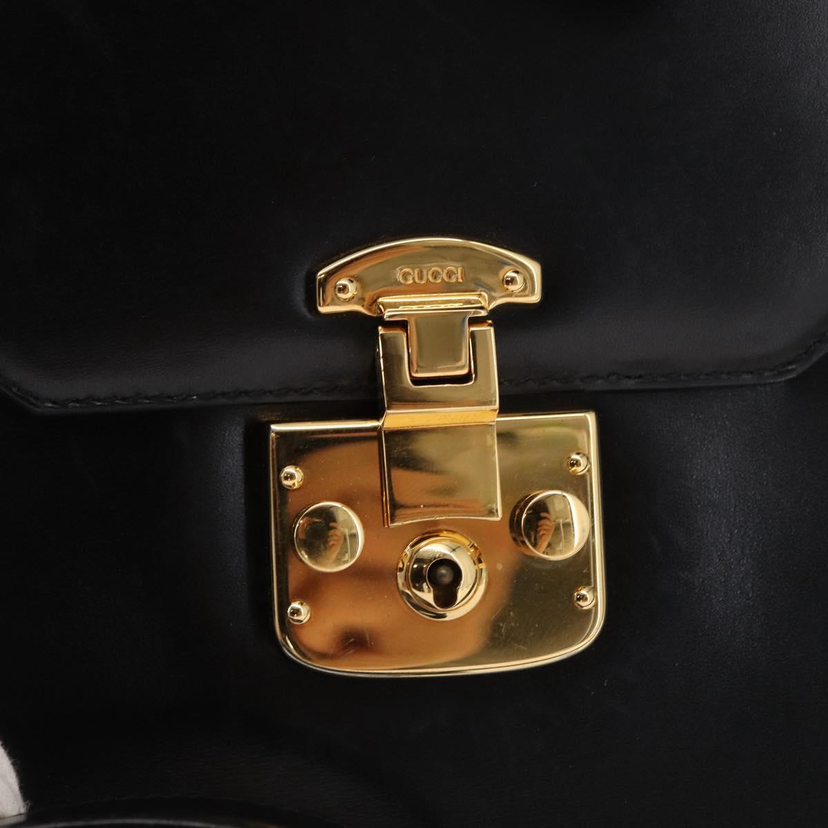 GUCCI Hand Bag Leather 2way Gold Black 000 406 0258 Auth ep12180V