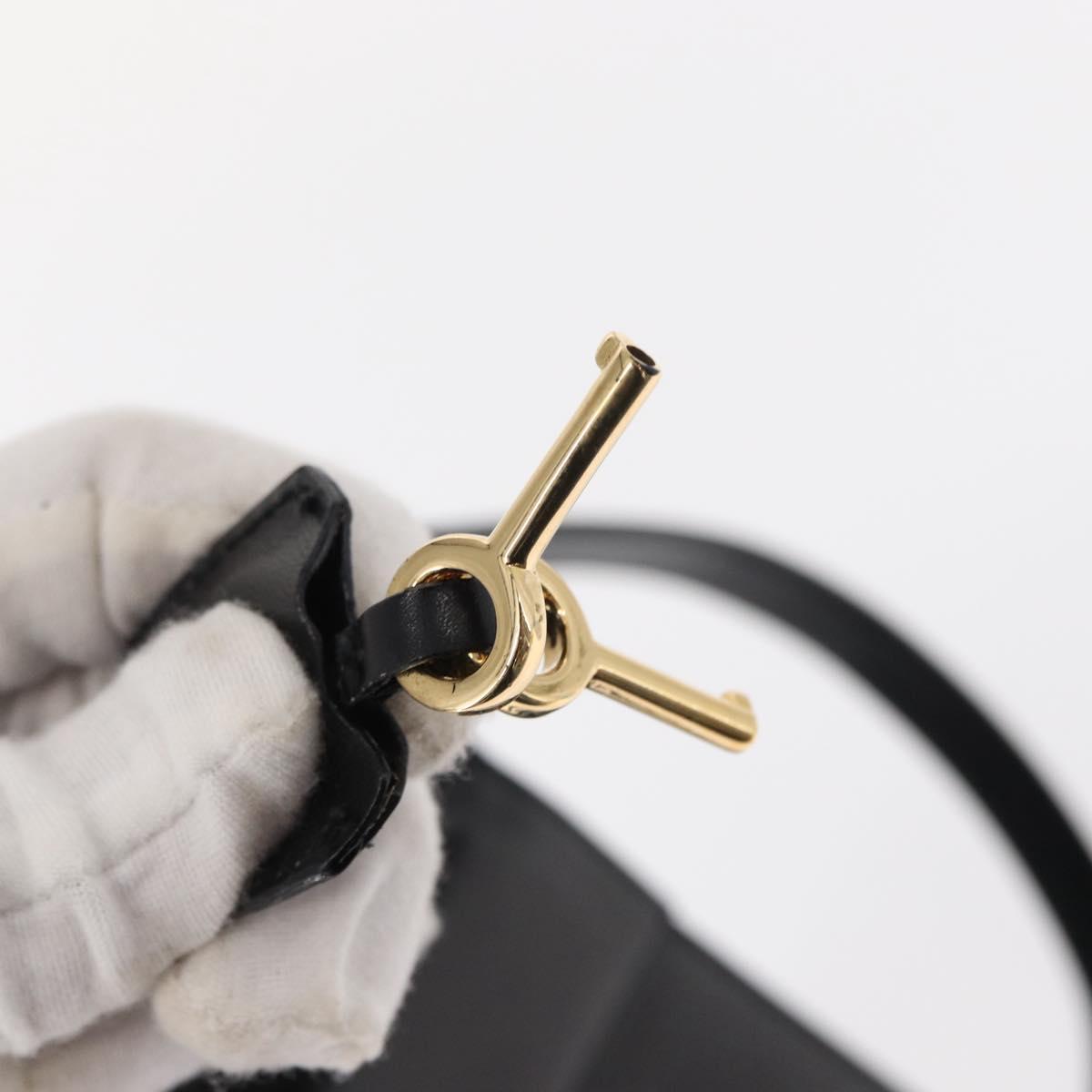 GUCCI Hand Bag Leather 2way Gold Black 000 406 0258 Auth ep12180V