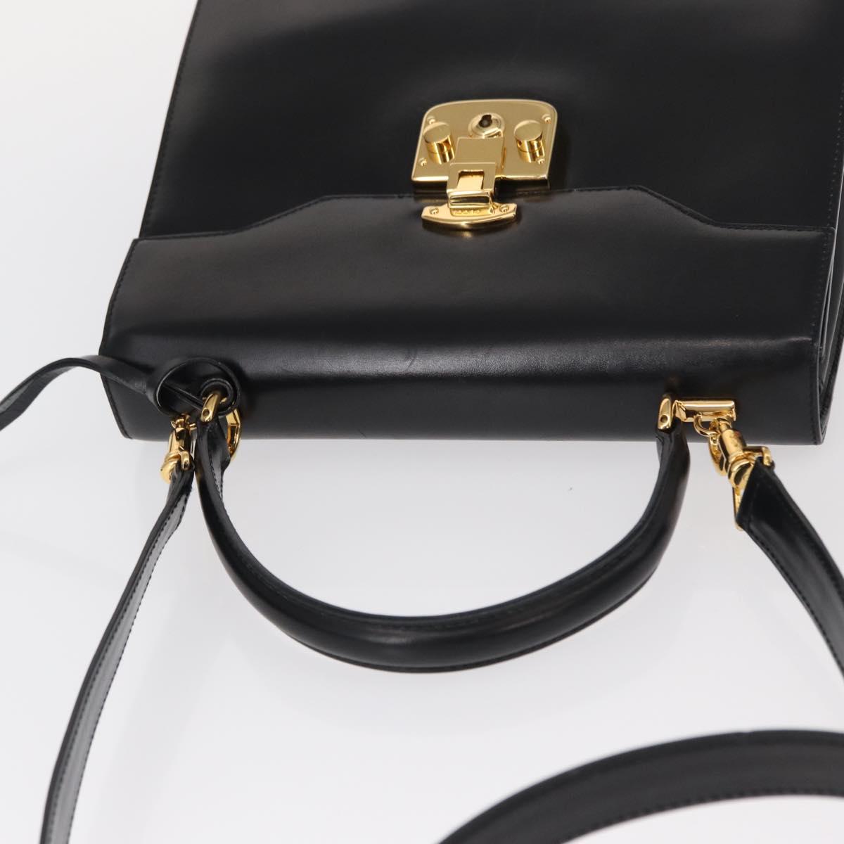 GUCCI Hand Bag Leather 2way Gold Black 000 406 0258 Auth ep12180V