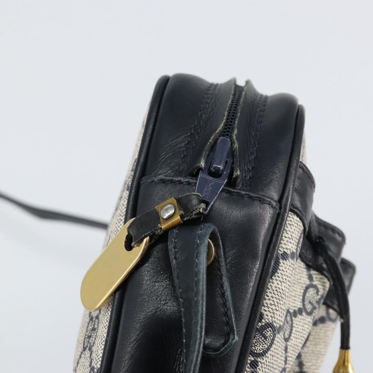 GUCCI GG Supreme Shoulder Bag PVC Navy Gold Auth ep12182