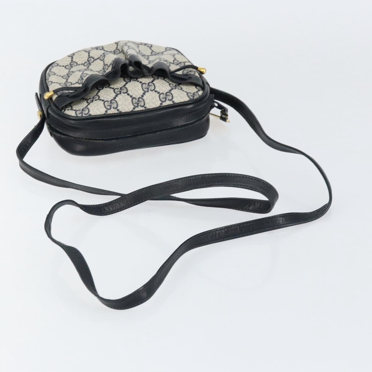 GUCCI GG Supreme Shoulder Bag PVC Navy Gold Auth ep12182