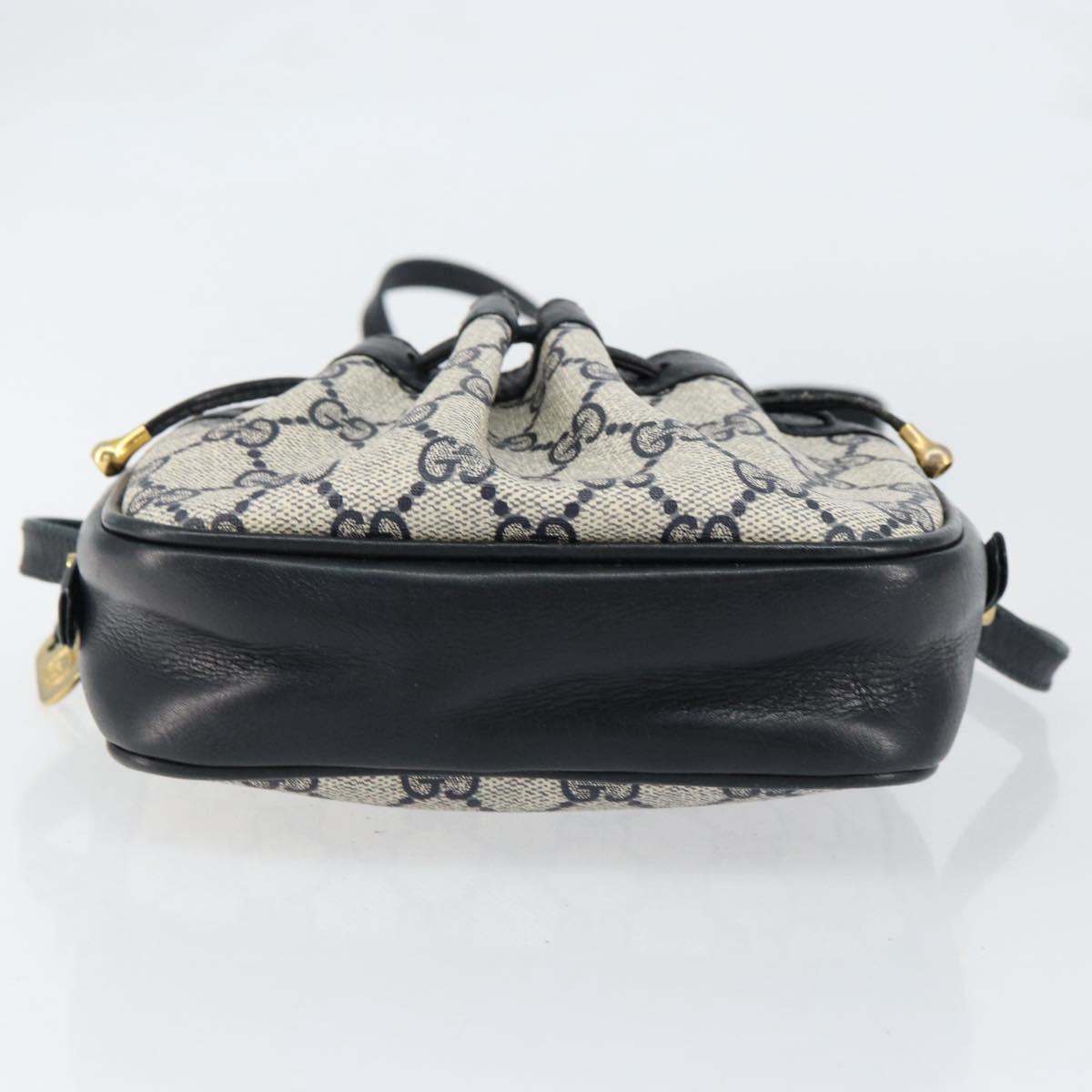 GUCCI GG Supreme Shoulder Bag PVC Navy Gold Auth ep12182