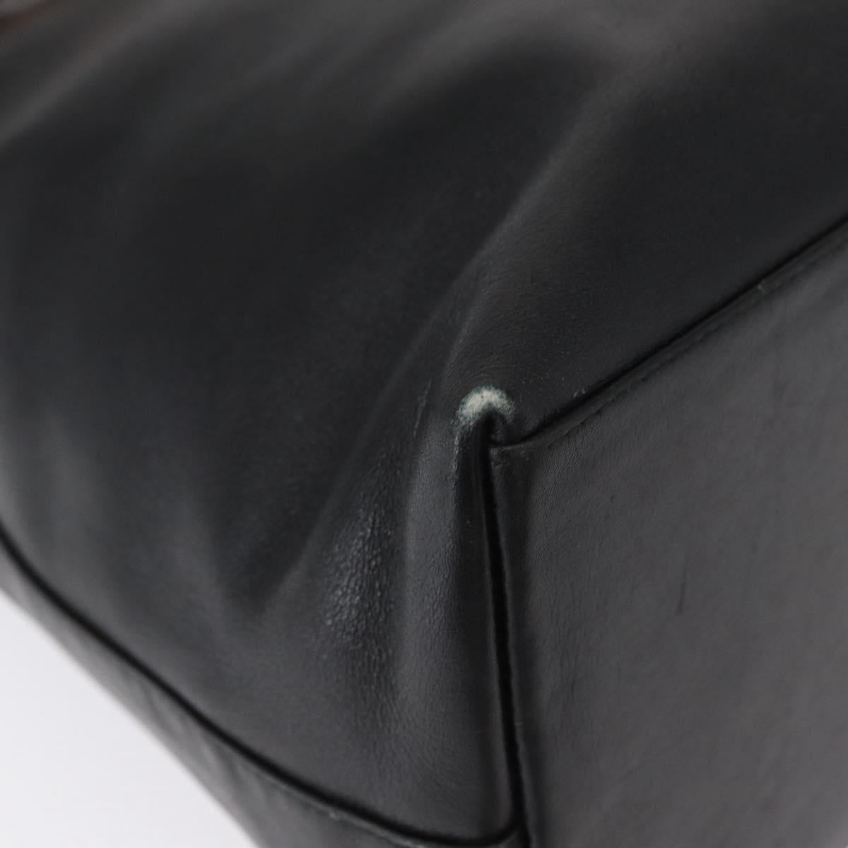 GUCCI Bamboo Hand Bag Leather 2way Black Gold 002 3754 0508 Auth ep12188