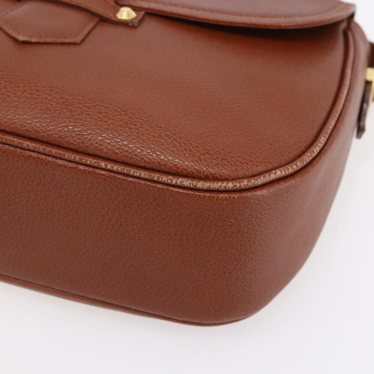 SAINT LAURENT Shoulder Bag Leather Brown Gold Auth ep12190