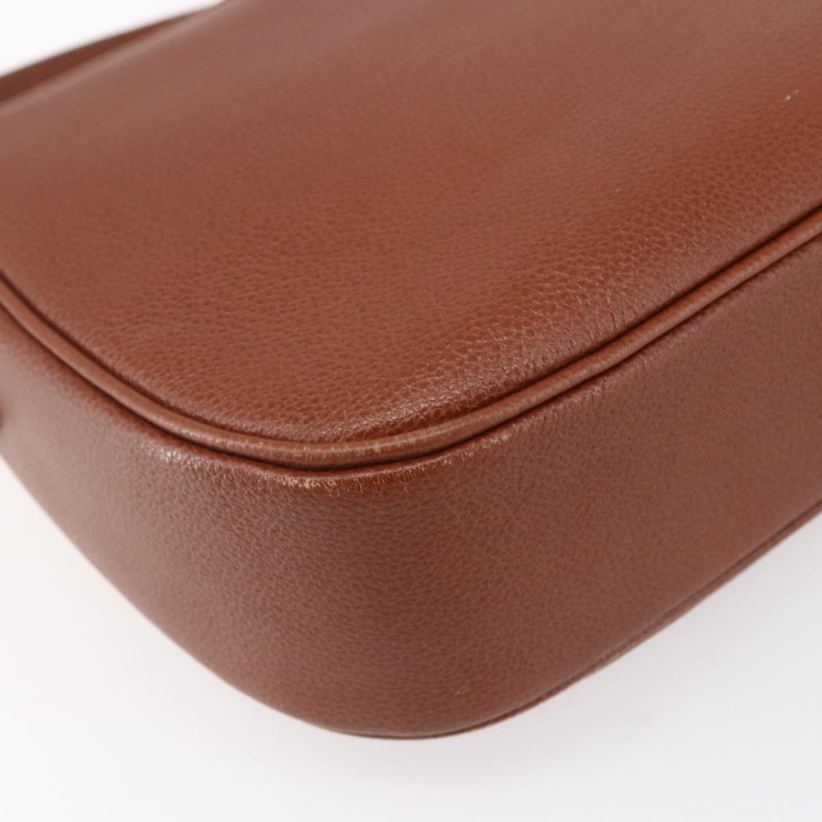 SAINT LAURENT Shoulder Bag Leather Brown Gold Auth ep12190