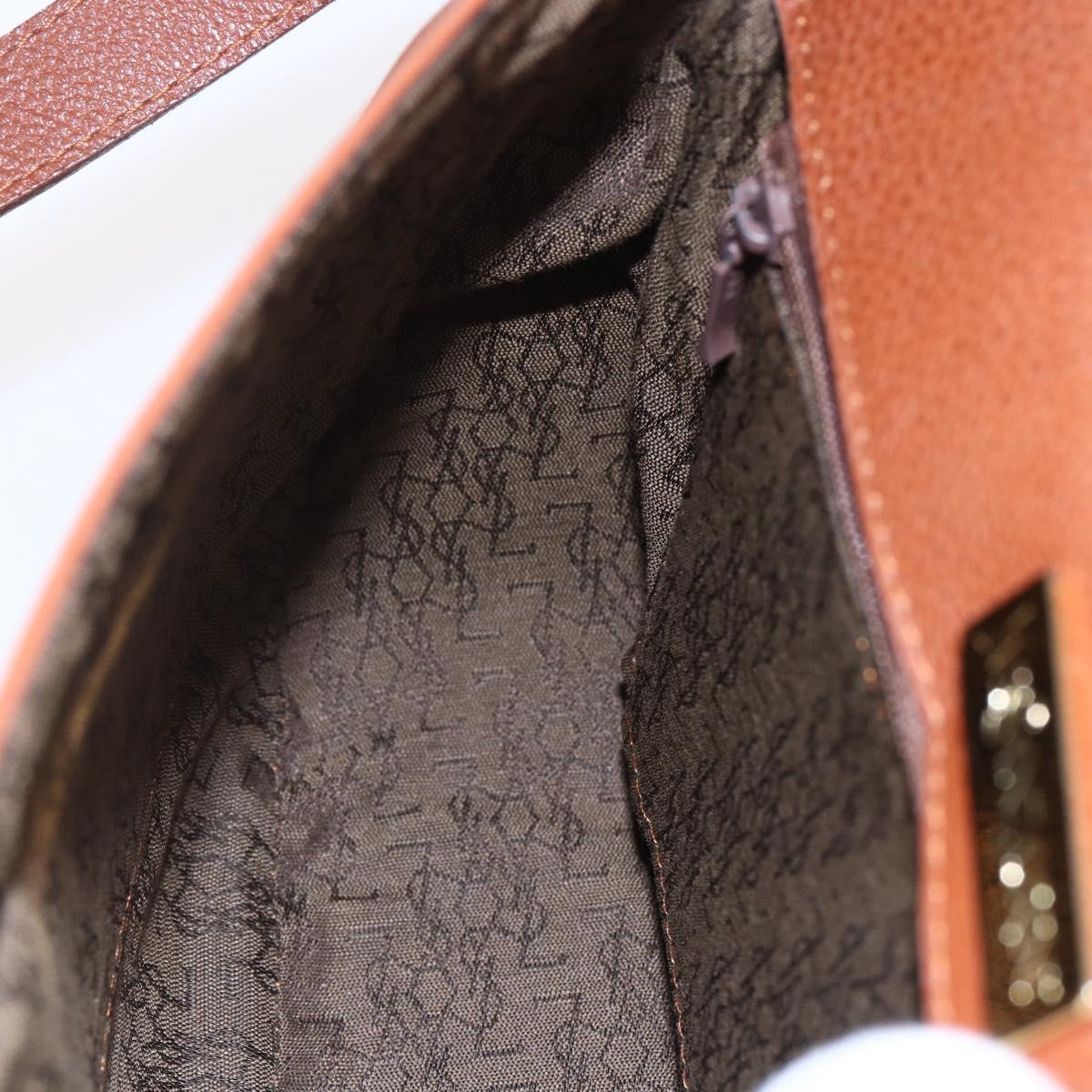 SAINT LAURENT Shoulder Bag Leather Brown Gold Auth ep12190