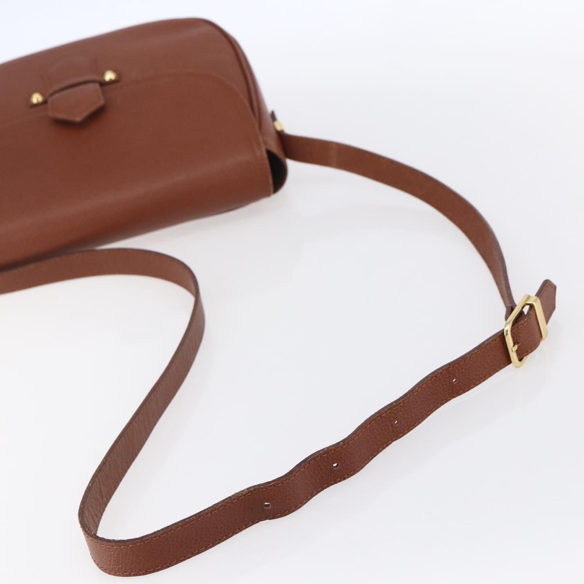 SAINT LAURENT Shoulder Bag Leather Brown Gold Auth ep12190