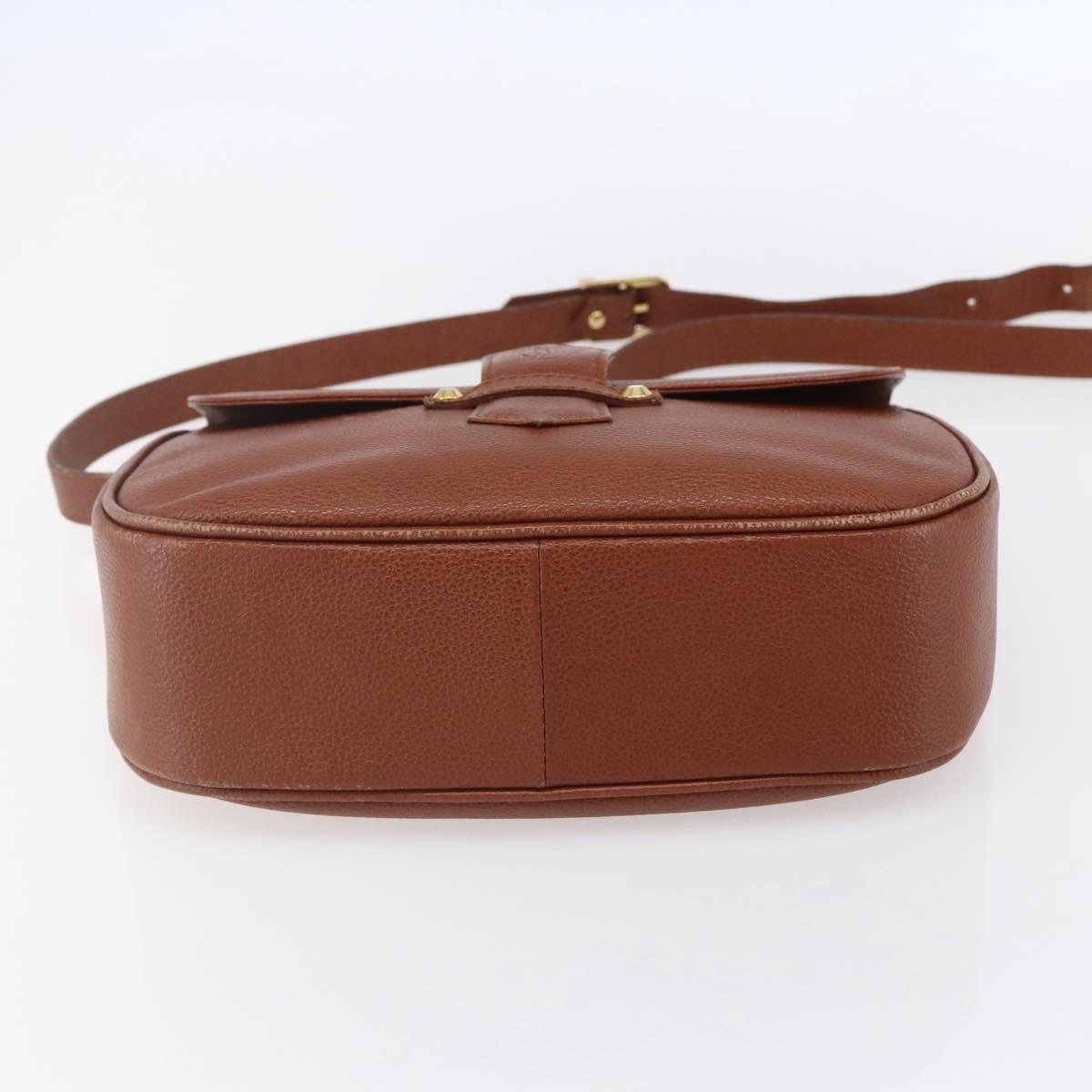 SAINT LAURENT Shoulder Bag Leather Brown Gold Auth ep12190