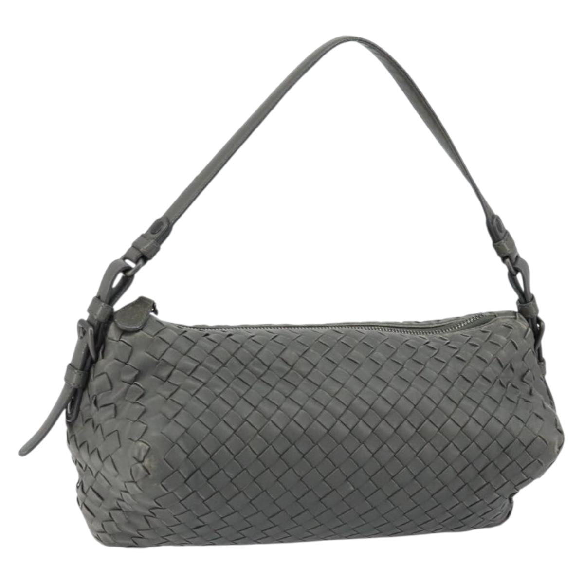 BOTTEGA VENETA INTRECCIATO Shoulder Bag Leather Gray Auth ep12194