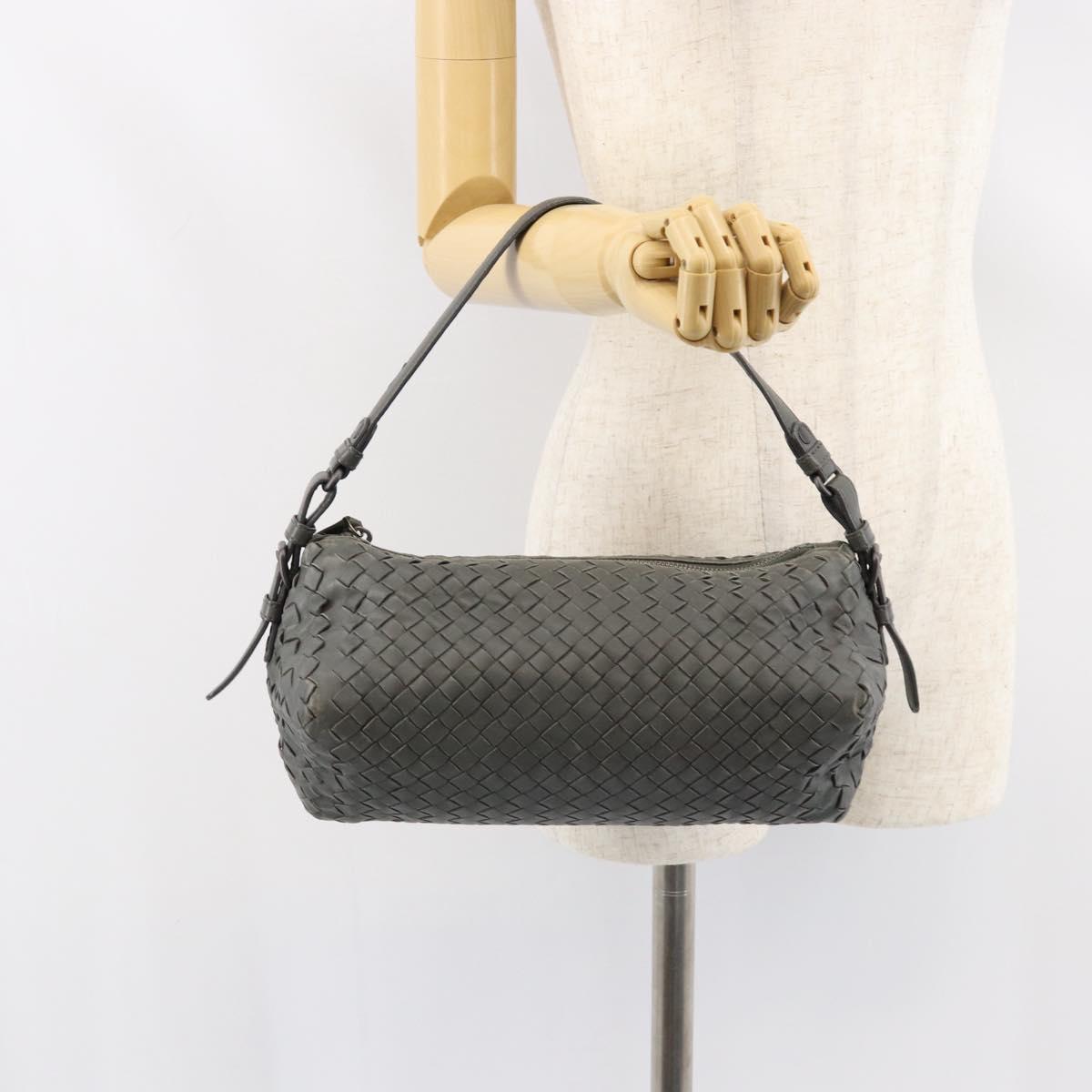 BOTTEGA VENETA INTRECCIATO Shoulder Bag Leather Gray Auth ep12194