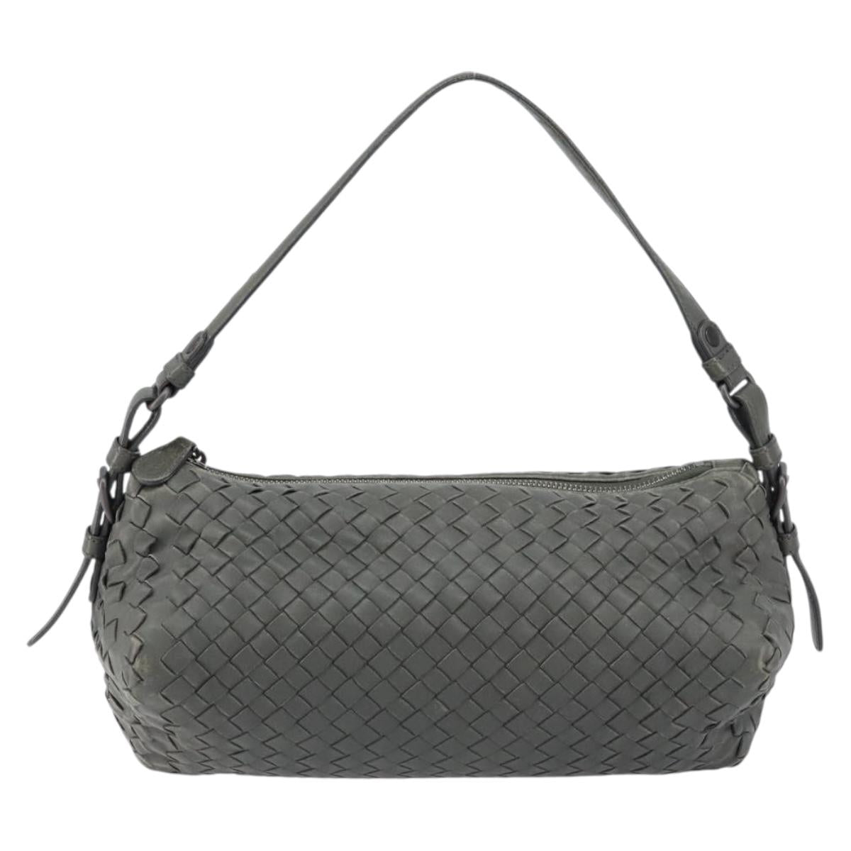 BOTTEGA VENETA INTRECCIATO Shoulder Bag Leather Gray Auth ep12194