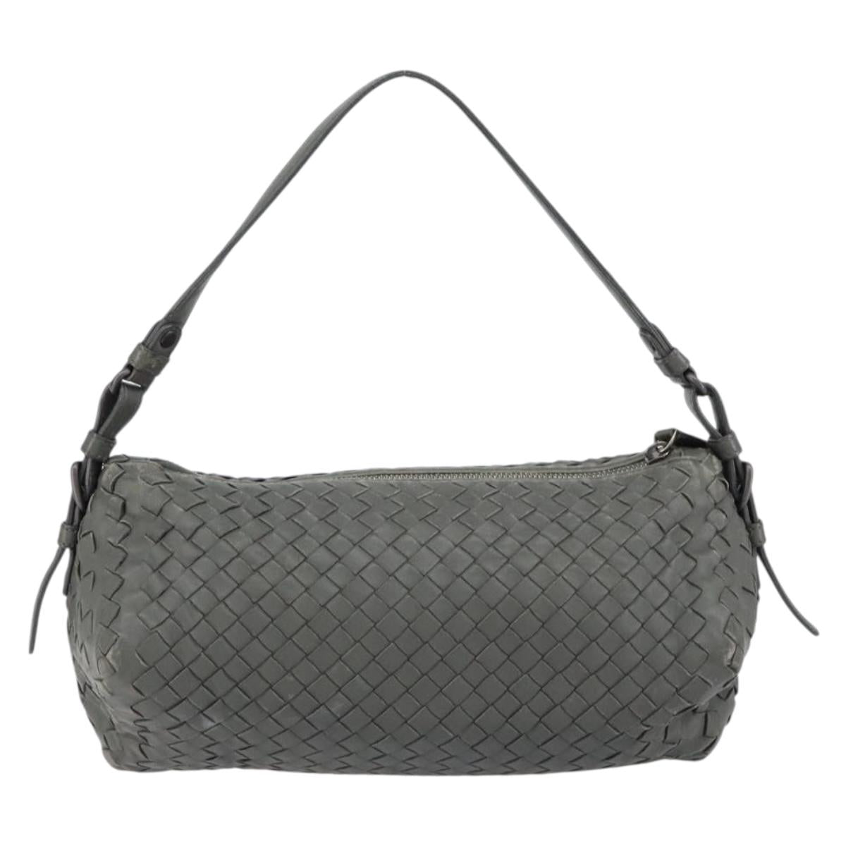BOTTEGA VENETA INTRECCIATO Shoulder Bag Leather Gray Auth ep12194
