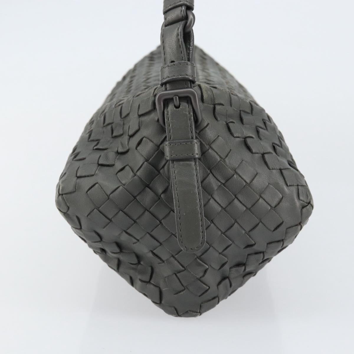 BOTTEGA VENETA INTRECCIATO Shoulder Bag Leather Gray Auth ep12194