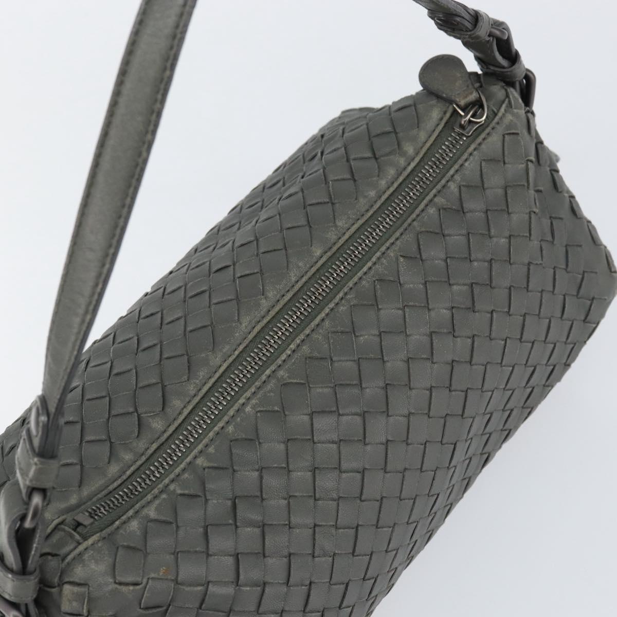 BOTTEGA VENETA INTRECCIATO Shoulder Bag Leather Gray Auth ep12194