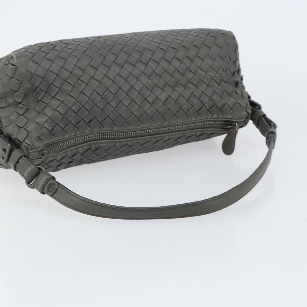 BOTTEGA VENETA INTRECCIATO Shoulder Bag Leather Gray Auth ep12194