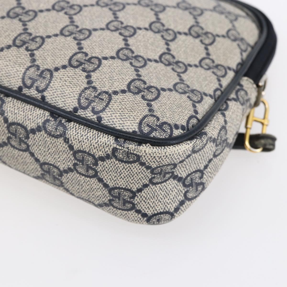 GUCCI GG Supreme Shoulder Bag PVC Navy Gold 97 02 068 Auth ep12195