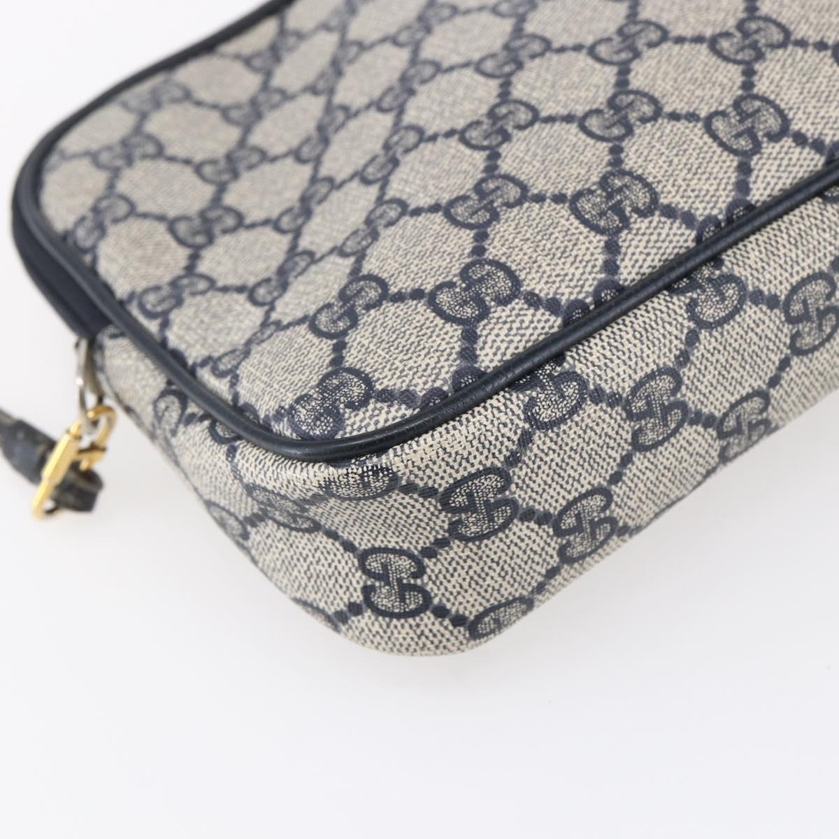 GUCCI GG Supreme Shoulder Bag PVC Navy Gold 97 02 068 Auth ep12195