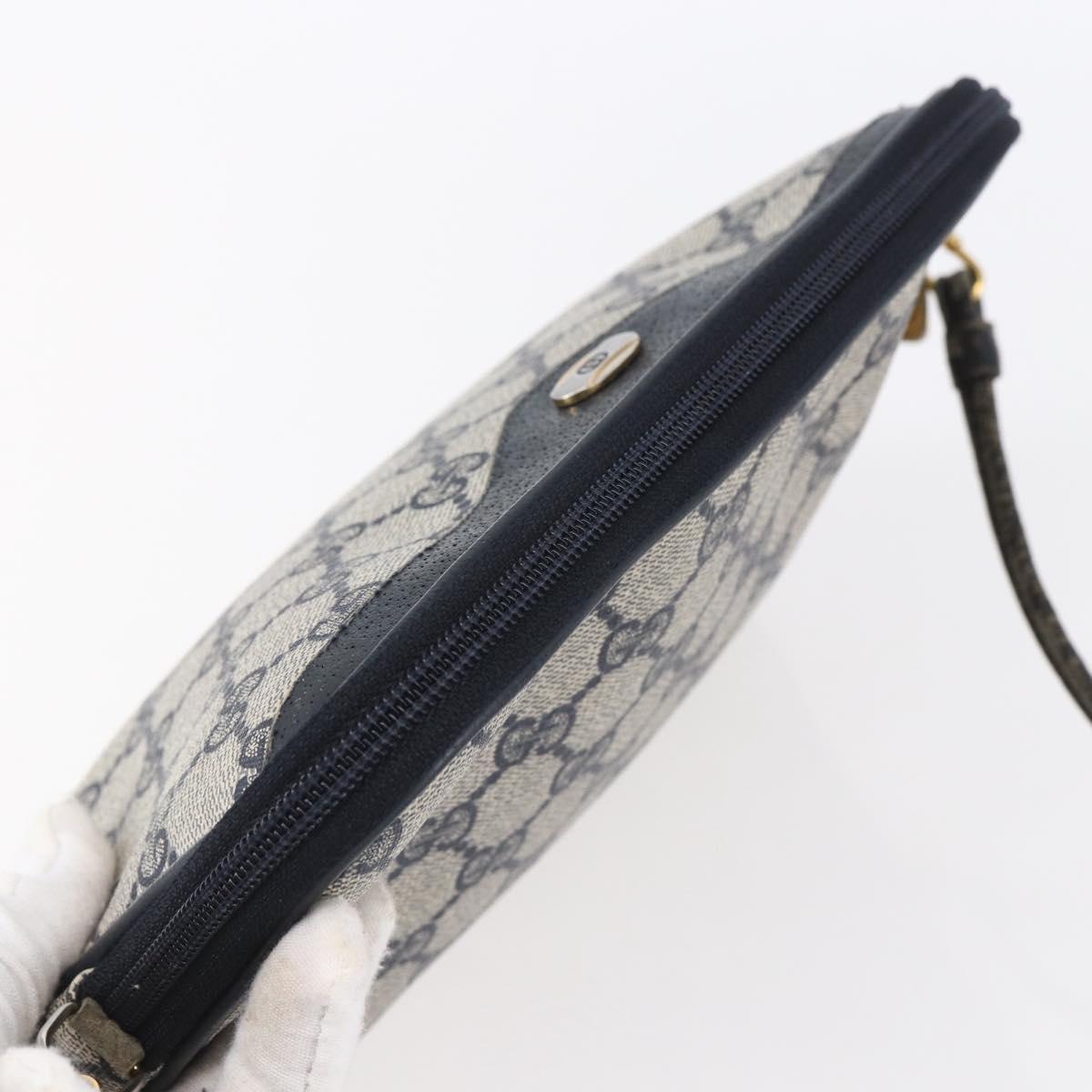 GUCCI GG Supreme Shoulder Bag PVC Navy Gold 97 02 068 Auth ep12195