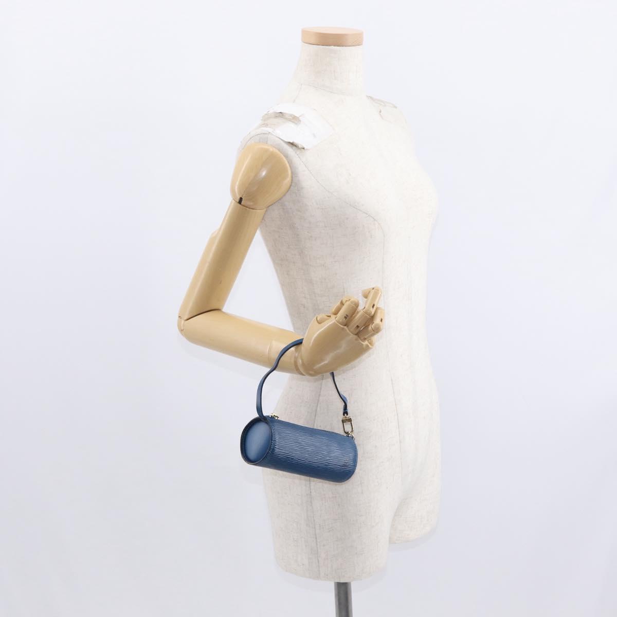 LOUIS VUITTON Epi Soufflot Pouch Pouch Blue LV Auth ep12199