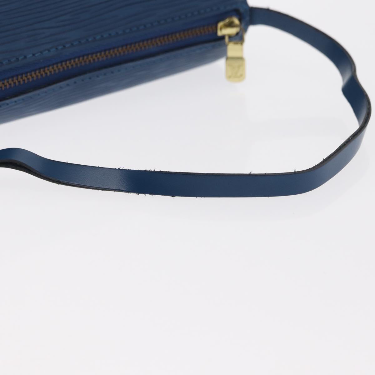 LOUIS VUITTON Epi Soufflot Pouch Pouch Blue LV Auth ep12199