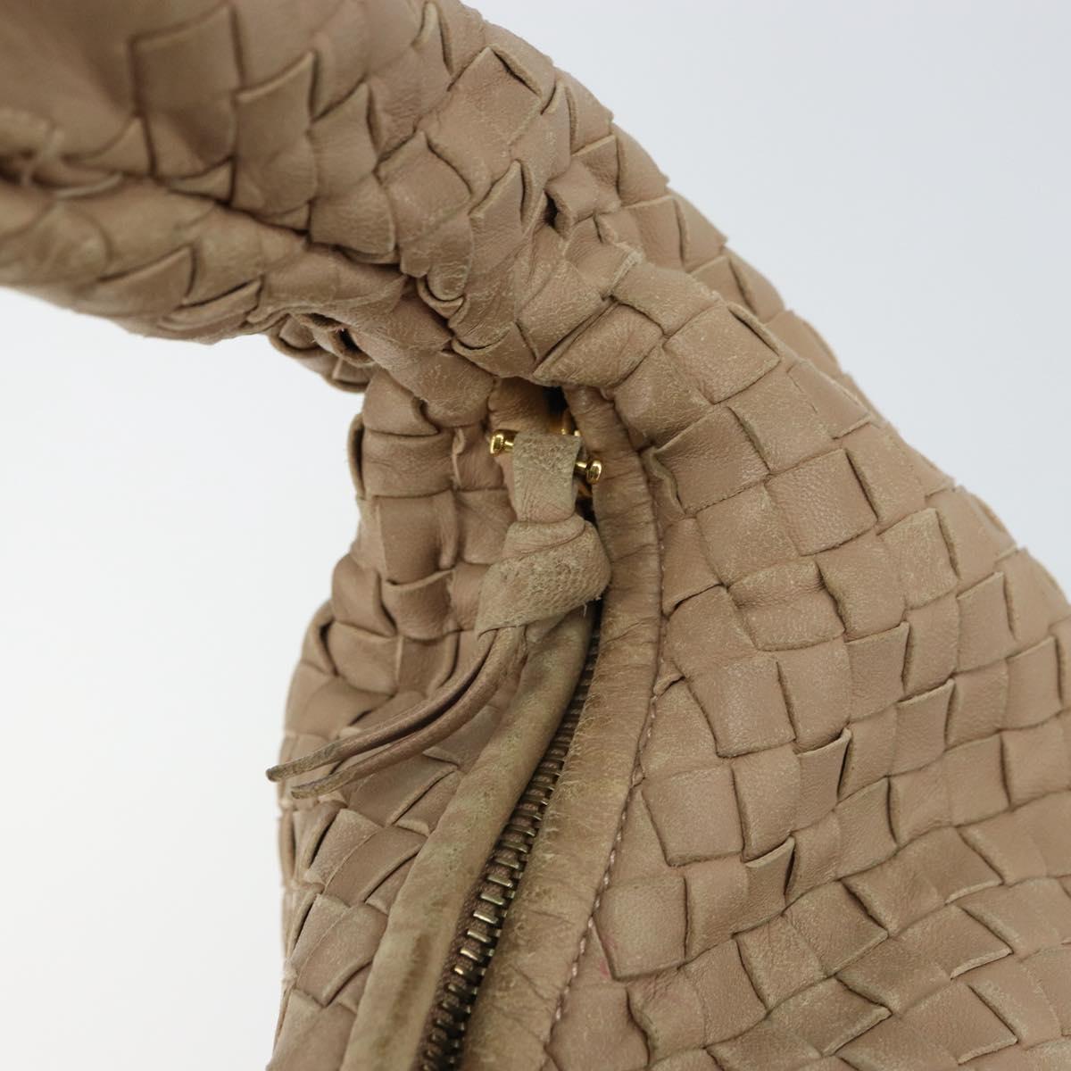 BOTTEGA VENETA INTRECCIATO Hobo Shoulder Bag Leather Beige 115653 Auth ep12202
