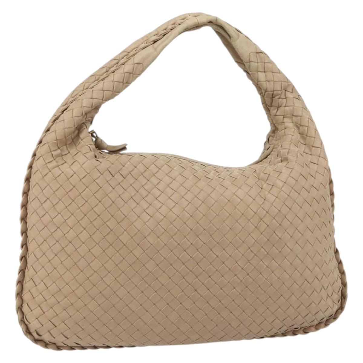 BOTTEGA VENETA INTRECCIATO Hobo Shoulder Bag Leather Beige 115653 Auth ep12202