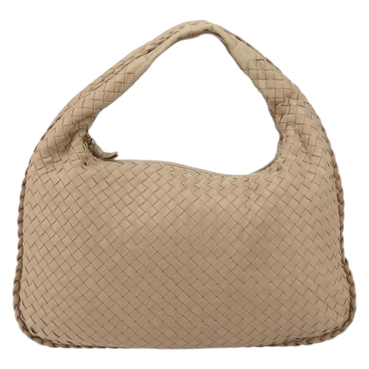 BOTTEGA VENETA INTRECCIATO Hobo Shoulder Bag Leather Beige 115653 Auth ep12202