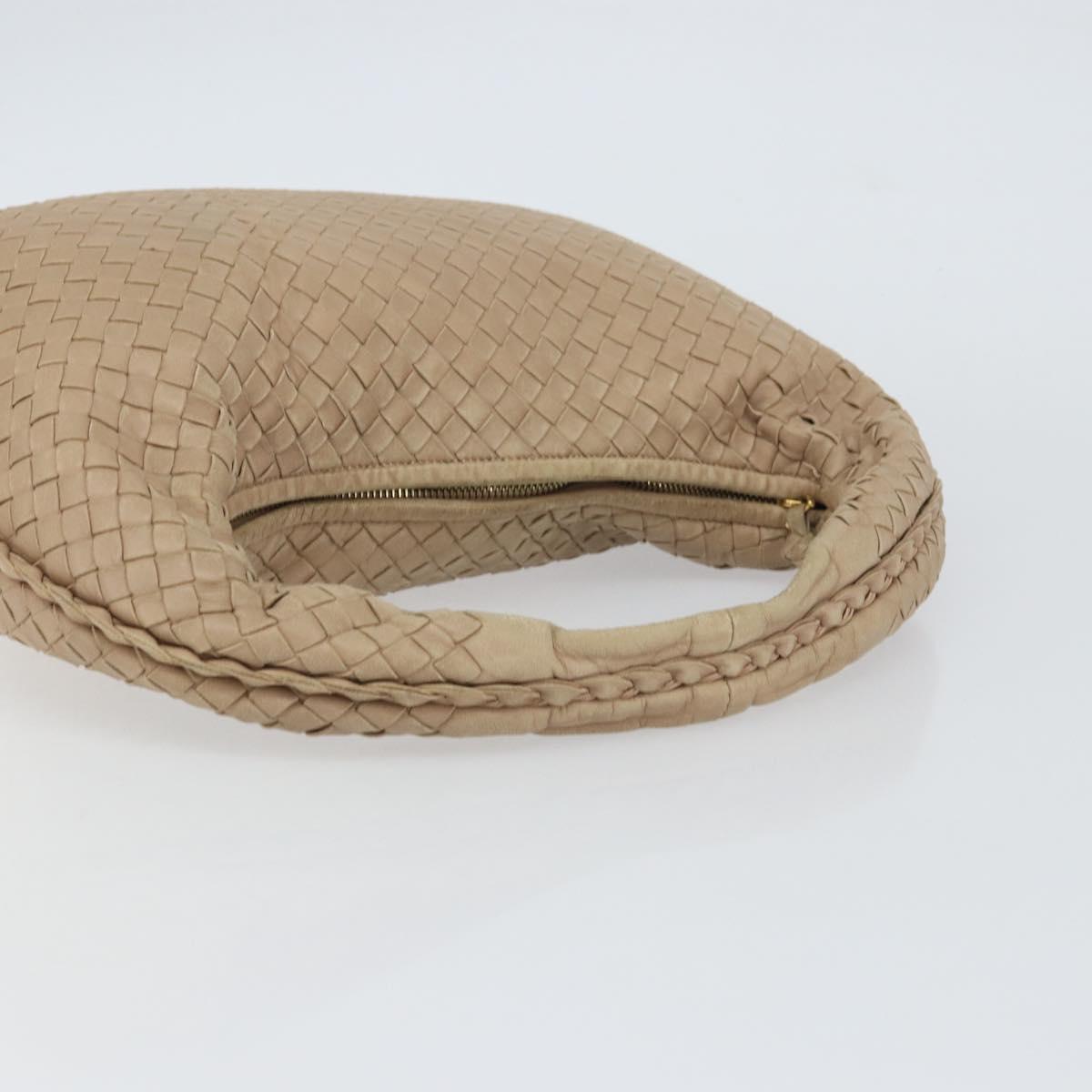 BOTTEGA VENETA INTRECCIATO Hobo Shoulder Bag Leather Beige 115653 Auth ep12202