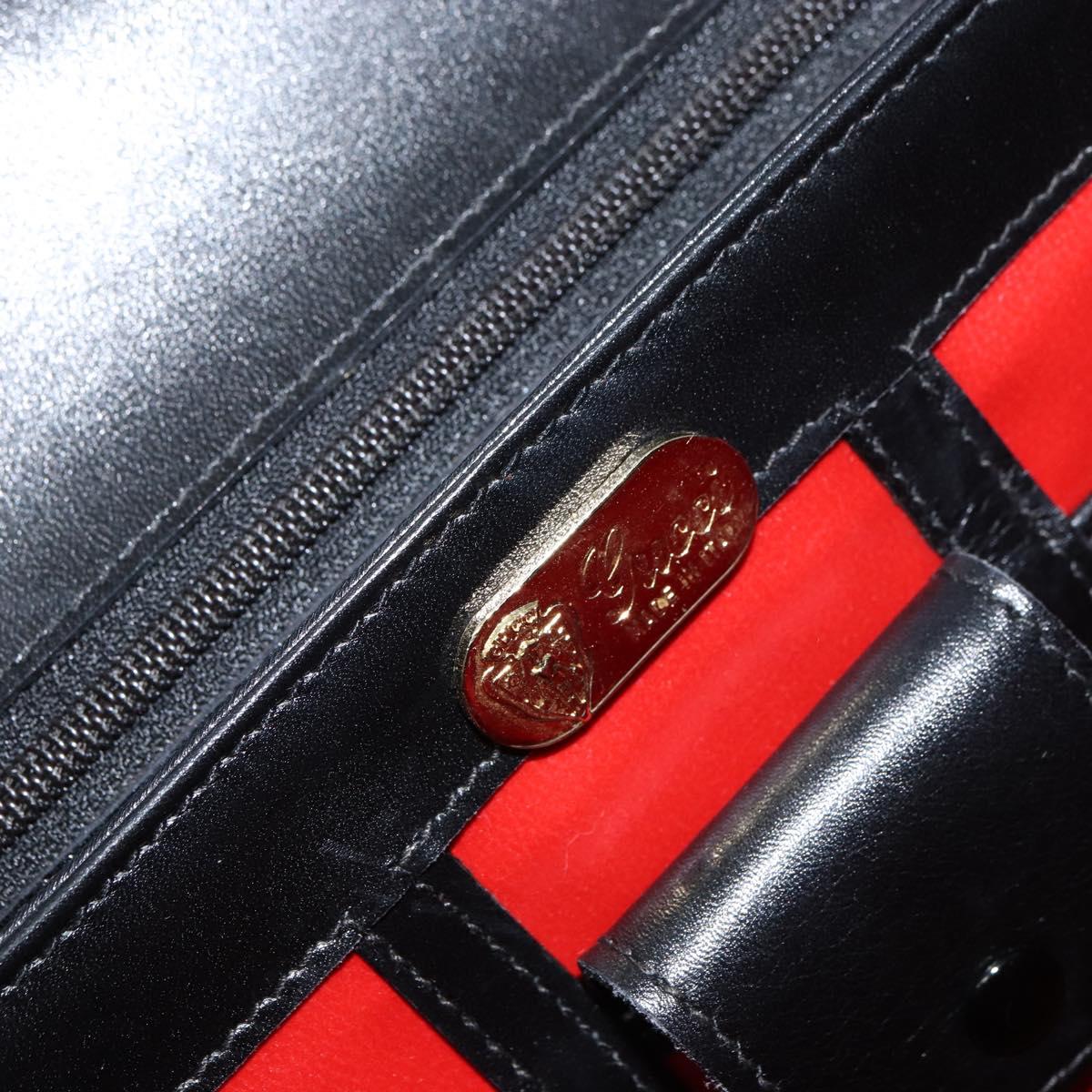 GUCCI Hand Bag Leather Black Gold 406 000 1080 Auth ep12203