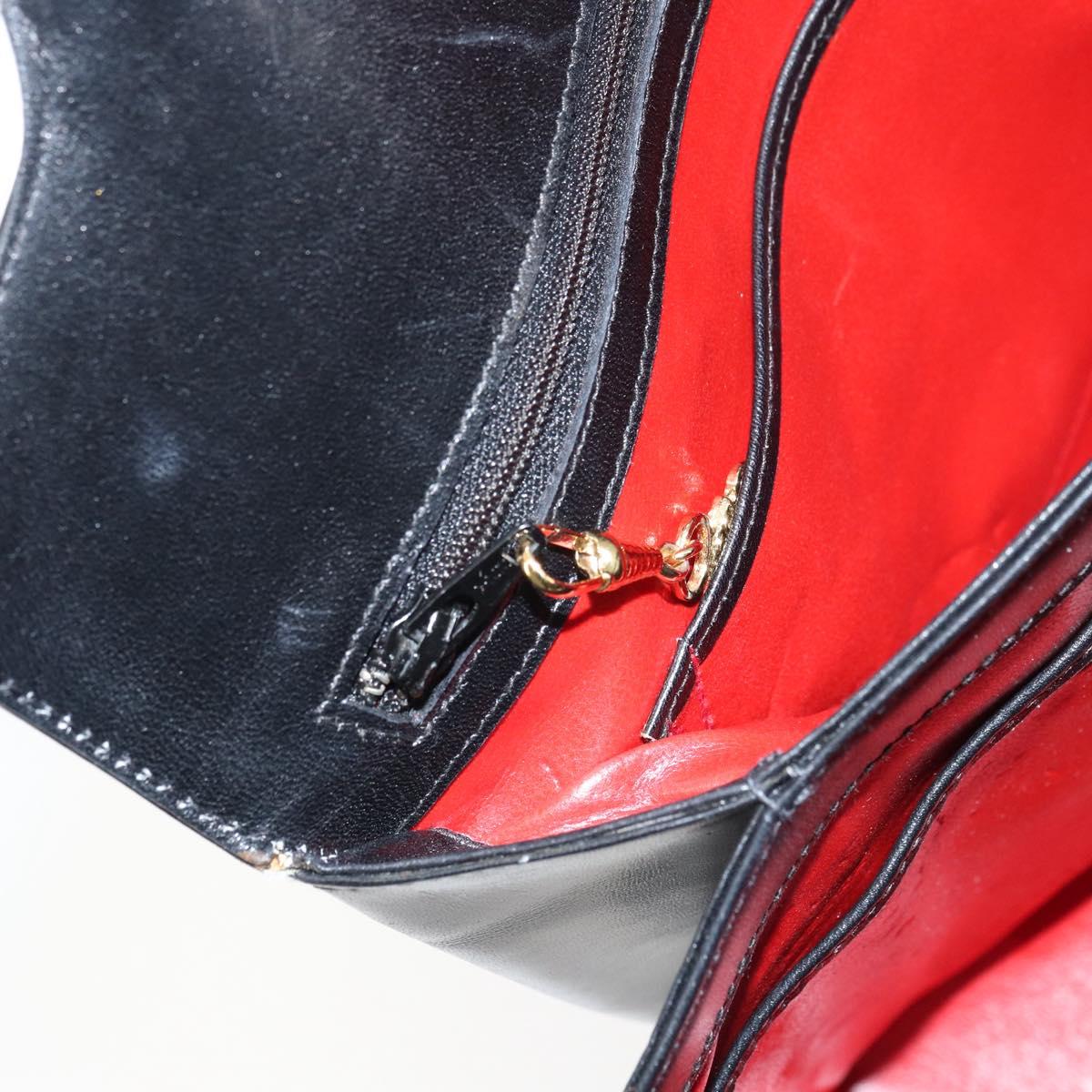 GUCCI Hand Bag Leather Black Gold 406 000 1080 Auth ep12203
